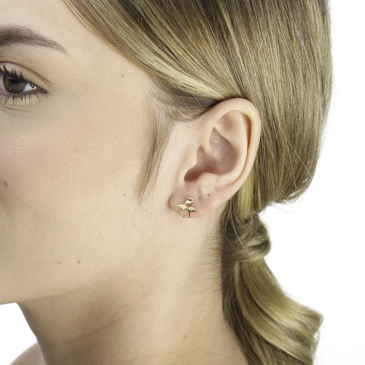 Brinco Ouro 18k Anjinho 10mm
