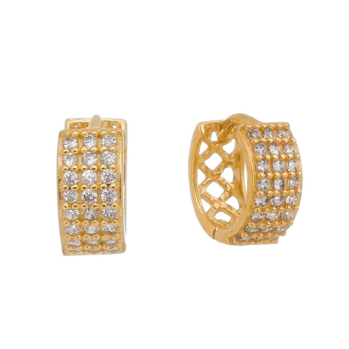 Brinco Ouro 18k Argola 2º Furo C/ Pedras 9mm