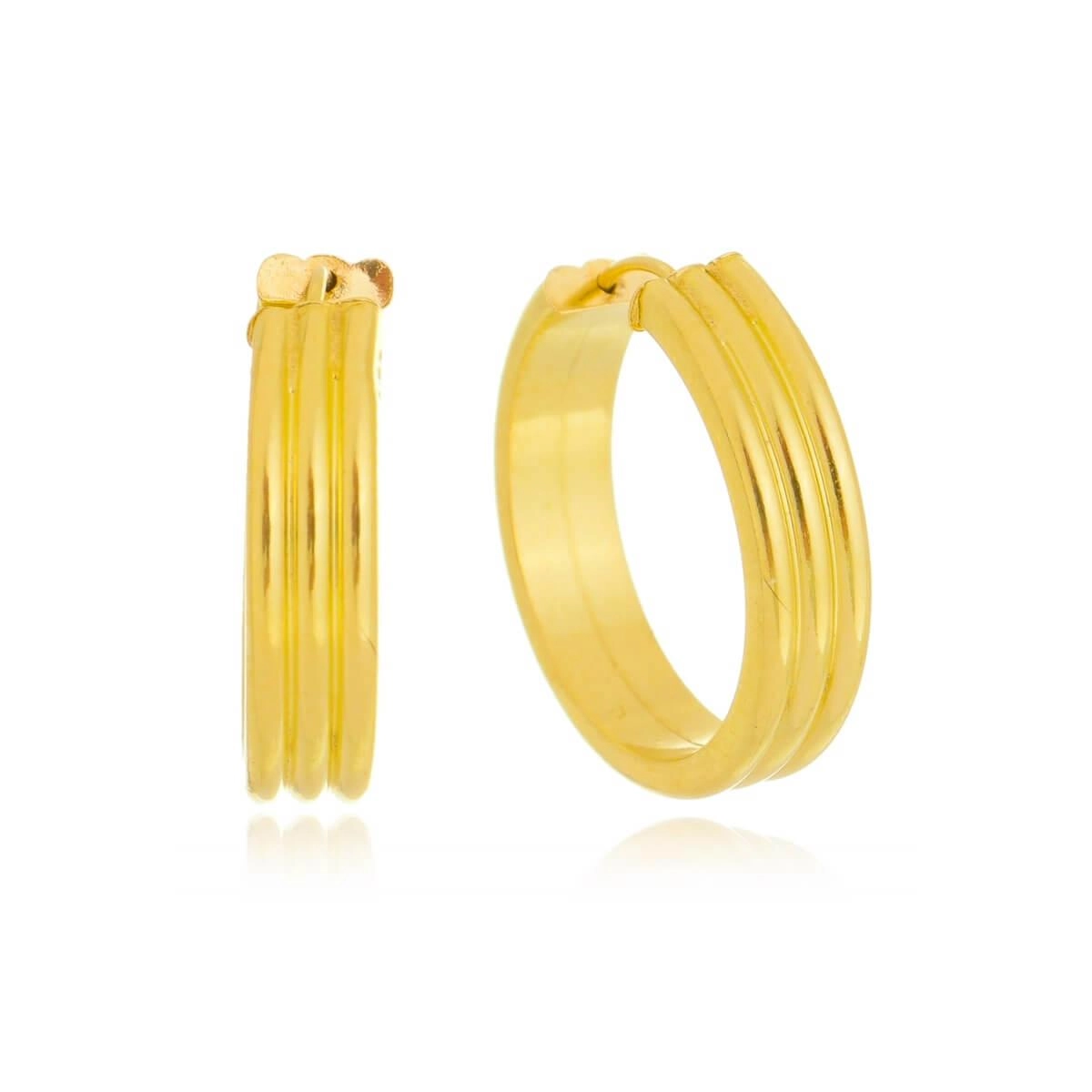 Brinco Ouro 18k Argola C/Friso 24mm