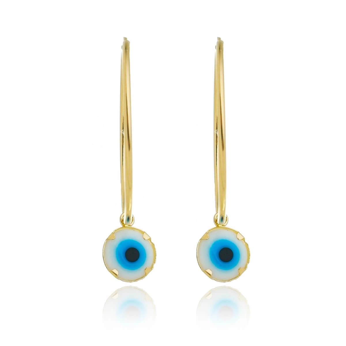 Brinco Ouro 18k Argola C/Olho Grego G 