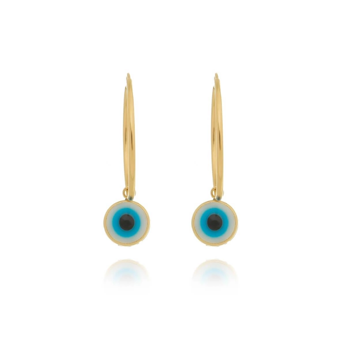 Brinco Ouro 18k Argola C/Olho Grego M 