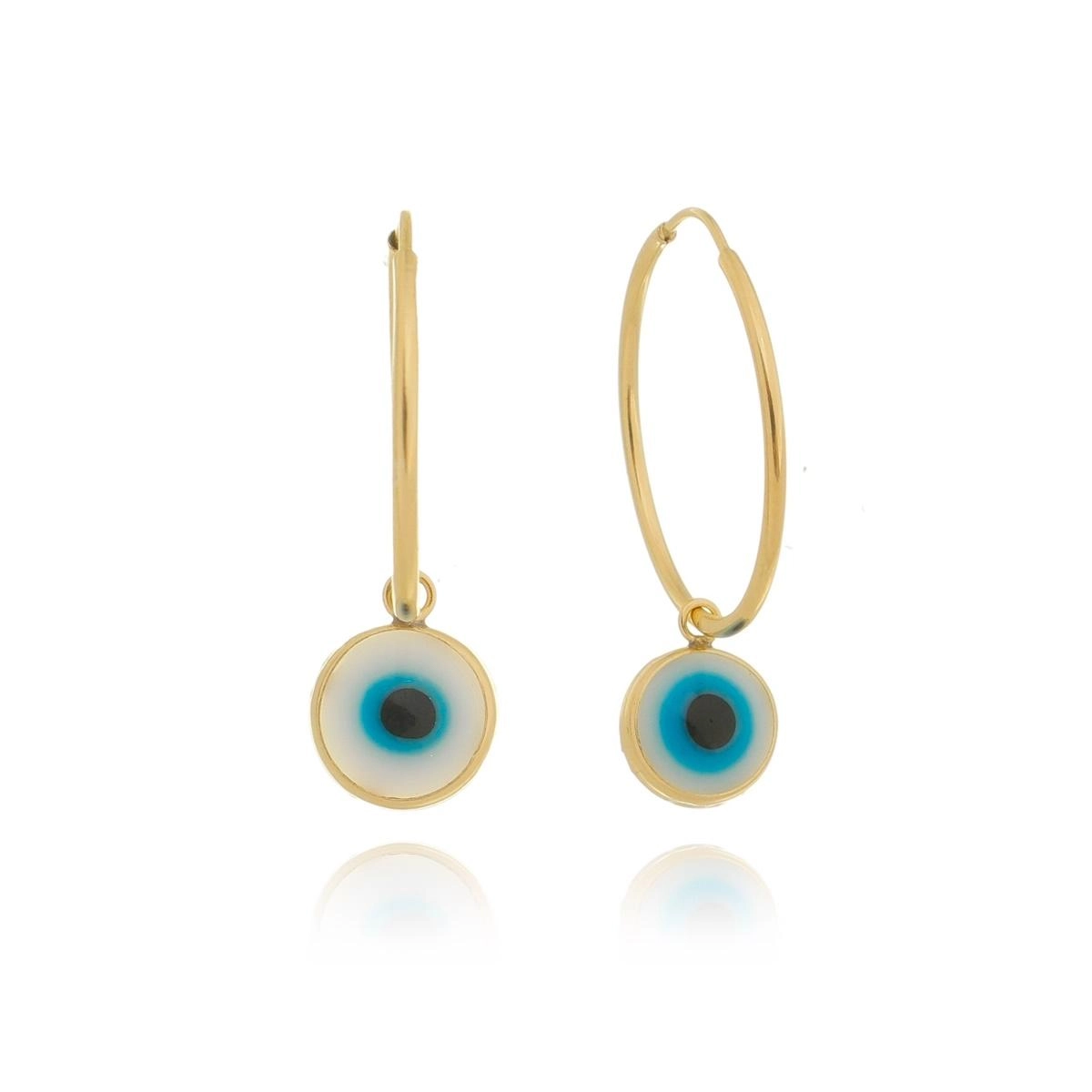 Brinco Ouro 18k Argola C/Olho Grego P