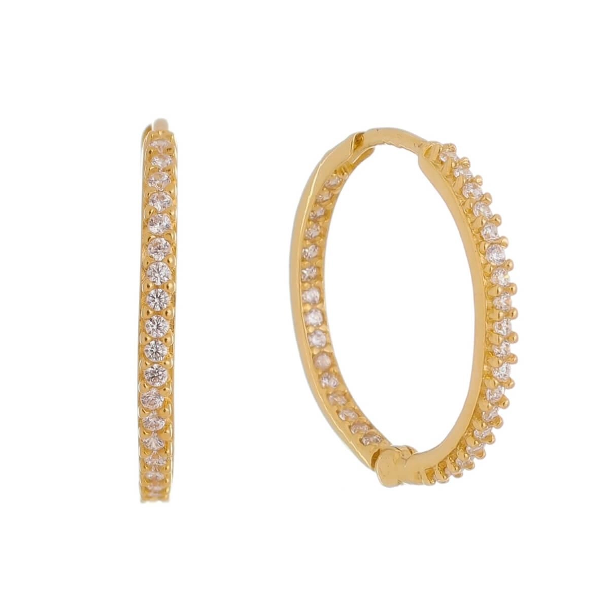 Brinco Ouro 18k Argola C/ Pedras 17.80mm