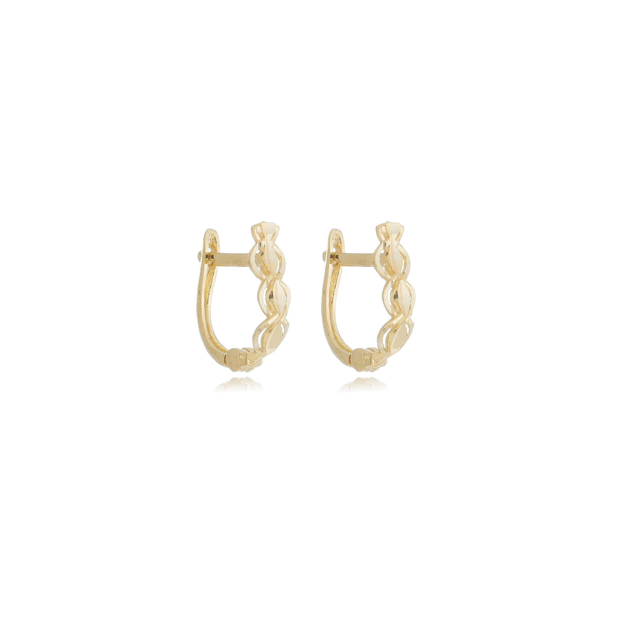 Brinco Ouro 18k Argola C/Trava 8.50mm Trabalhada