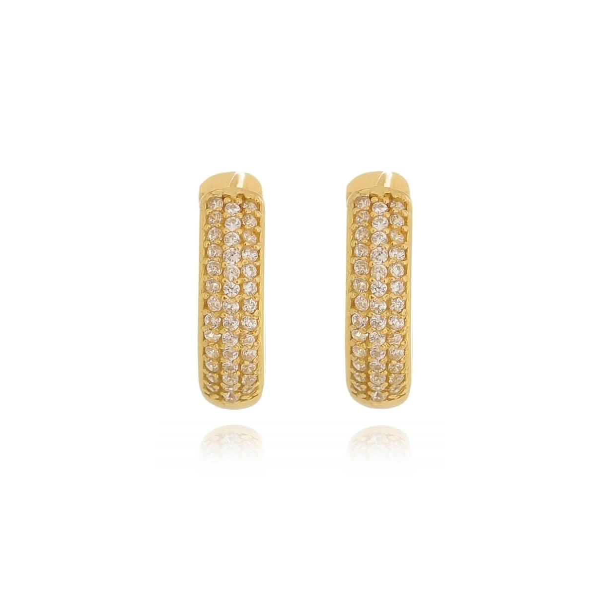 Brinco Ouro 18k Argola C/Zircônia 0.90cm 