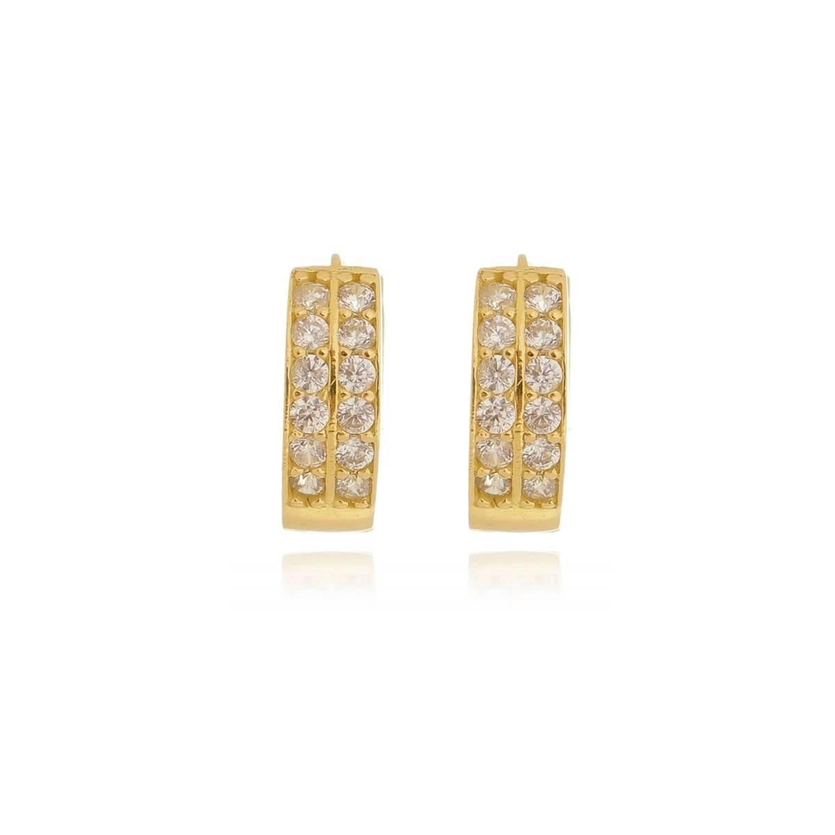 Brinco Ouro 18k Argola C/Zircônia 1.20cm G5168