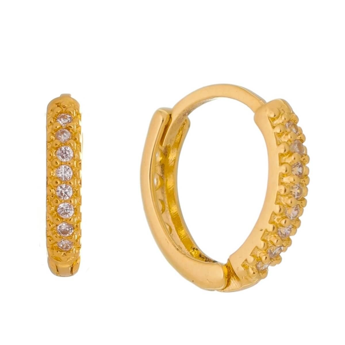 Brinco Ouro 18k Argola C/ Zircônia 11.50mm