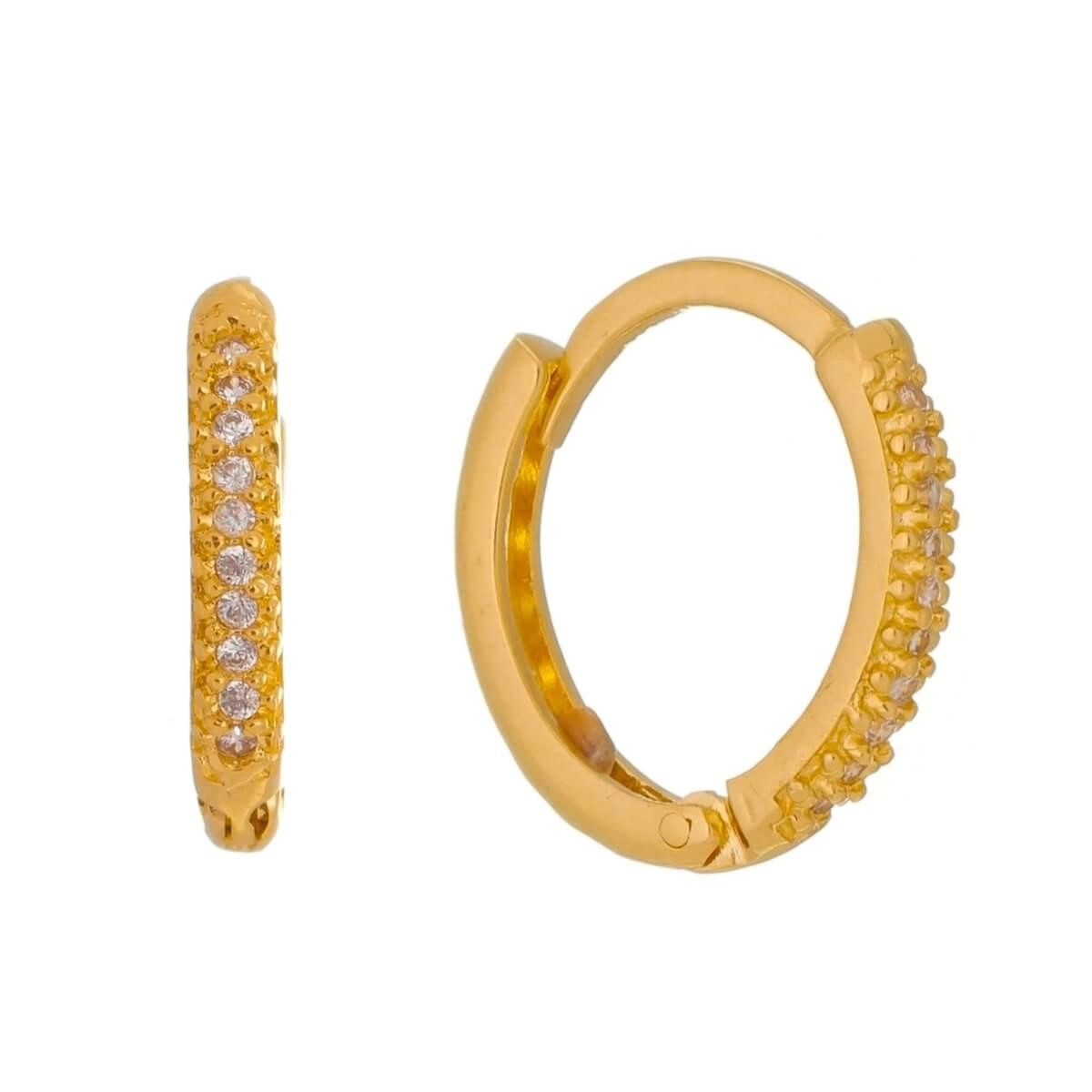 Brinco Ouro 18k Argola C/ Zircônia 14.30mm