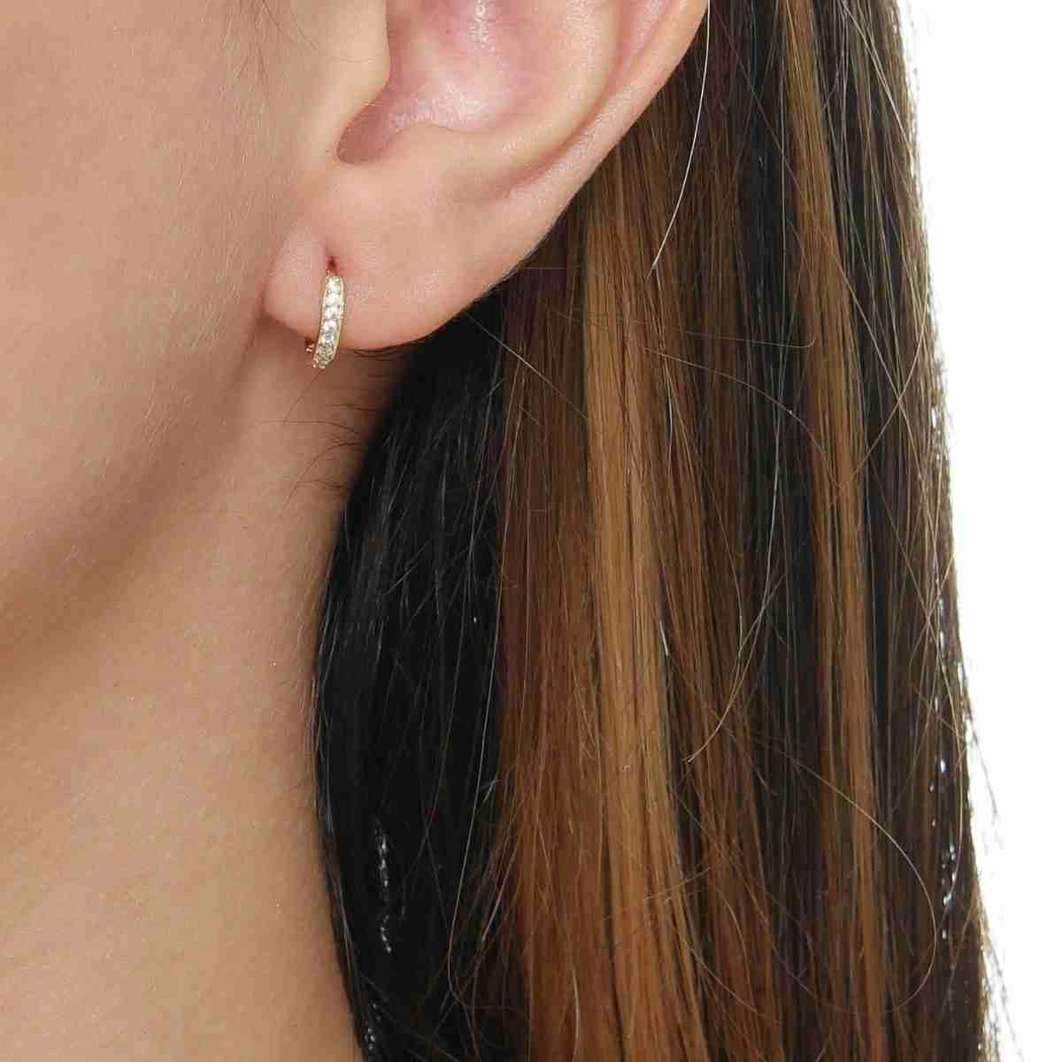 Brinco Ouro 18k Argola C/Zircônia BTL0075