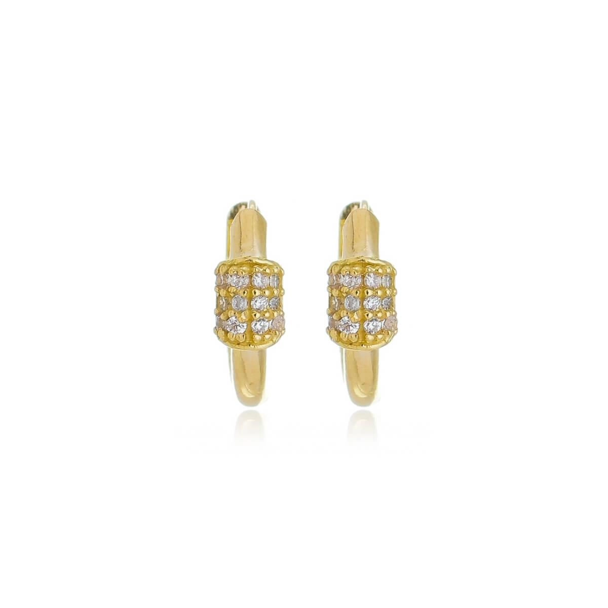 Brinco Ouro 18k Argola Detalhe Zircônias 1.10cm