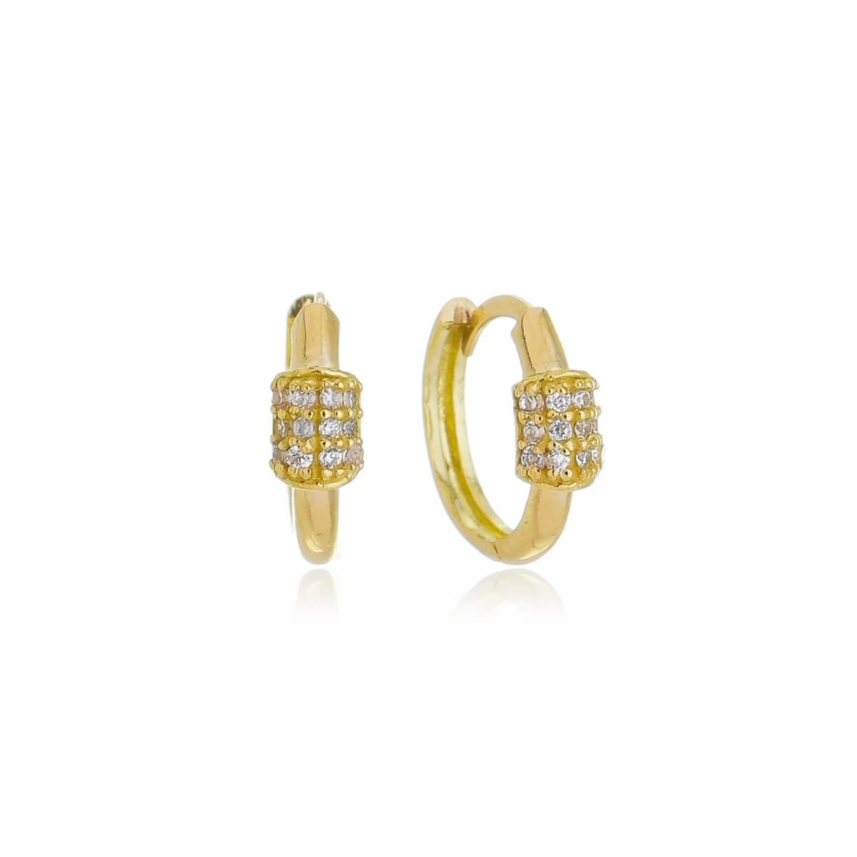 Brinco Ouro 18k Argola Detalhe Zircônias 1.10cm