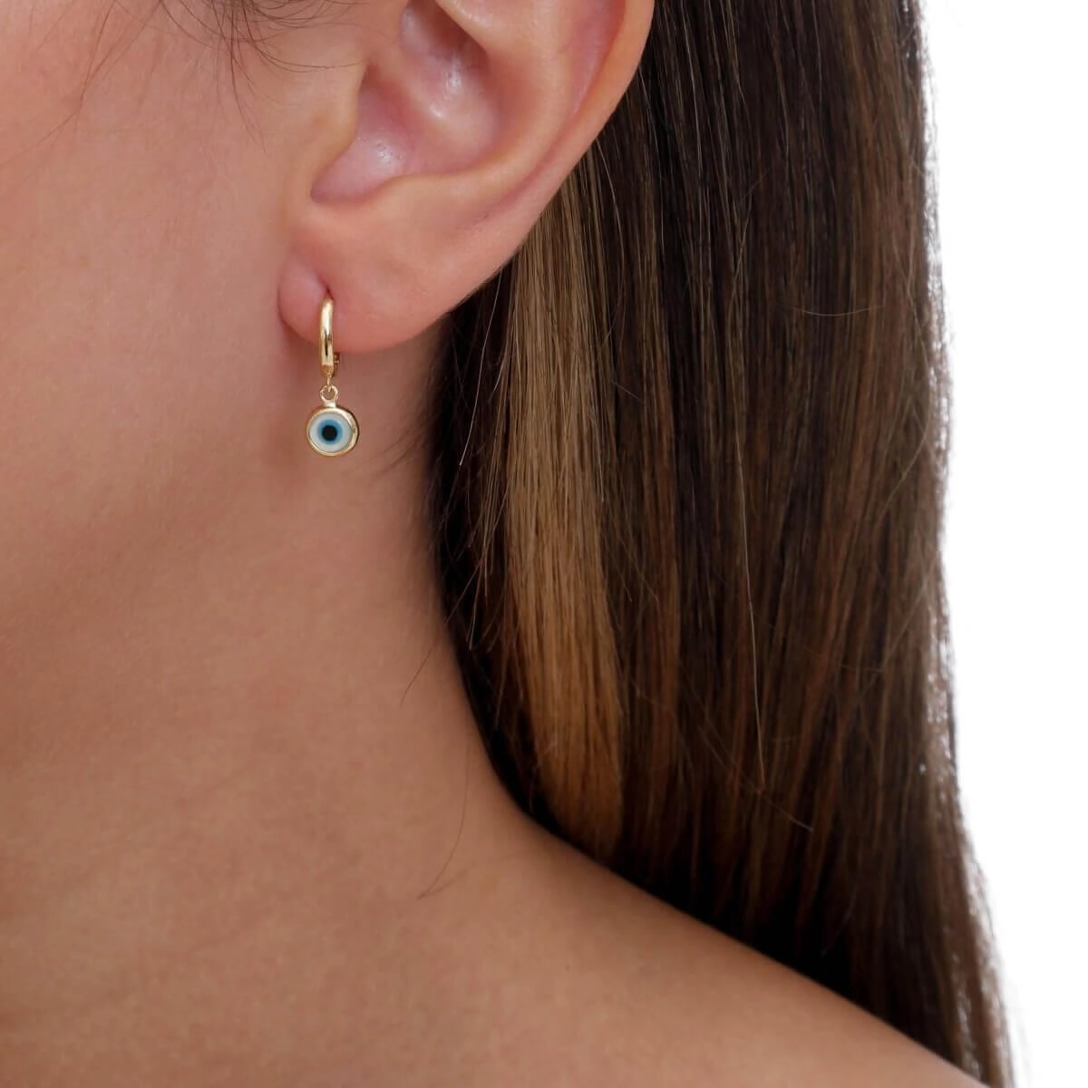 Brinco Ouro 18k Argola Olho Grego 10.80mm