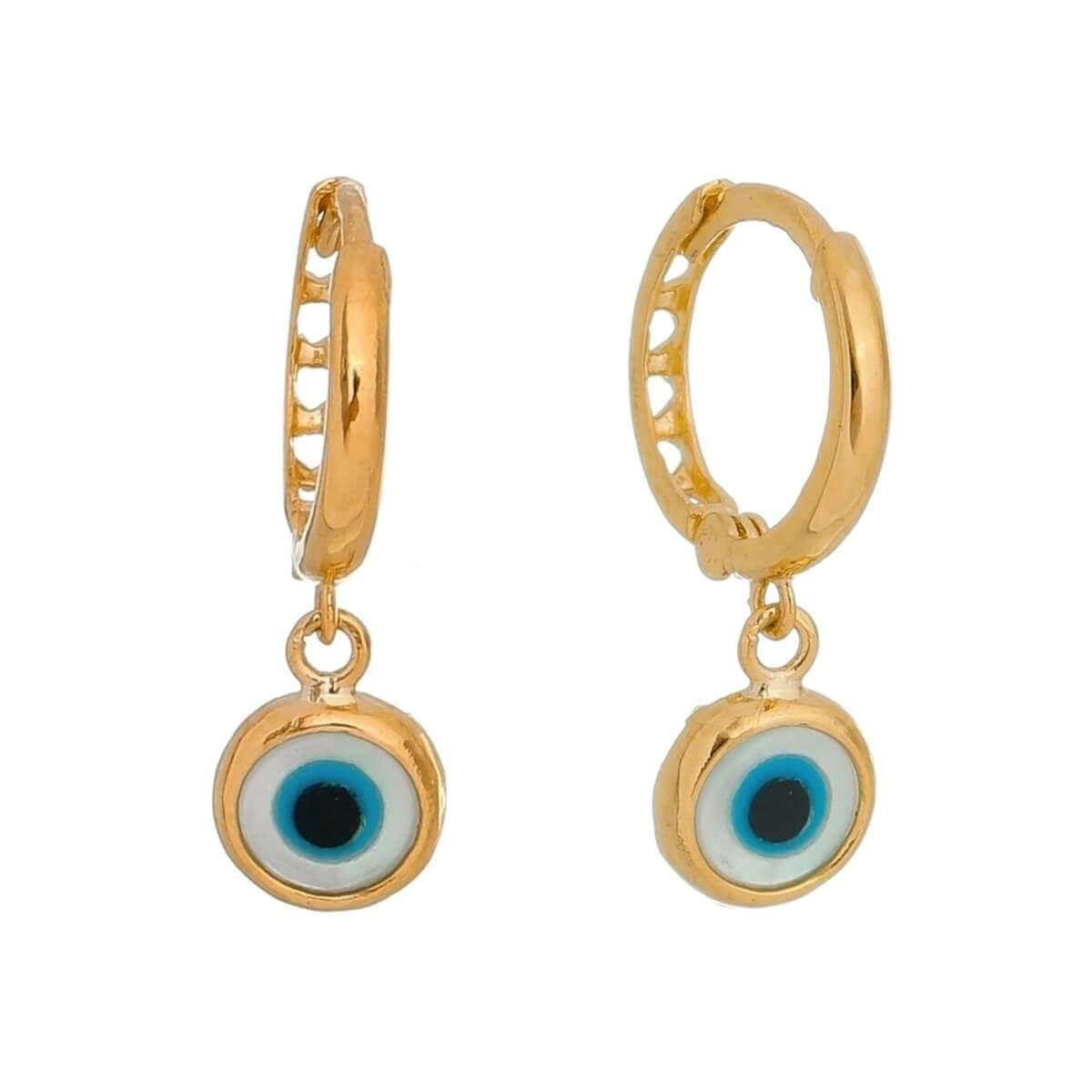 Brinco Ouro 18k Argola Olho Grego 10.80mm