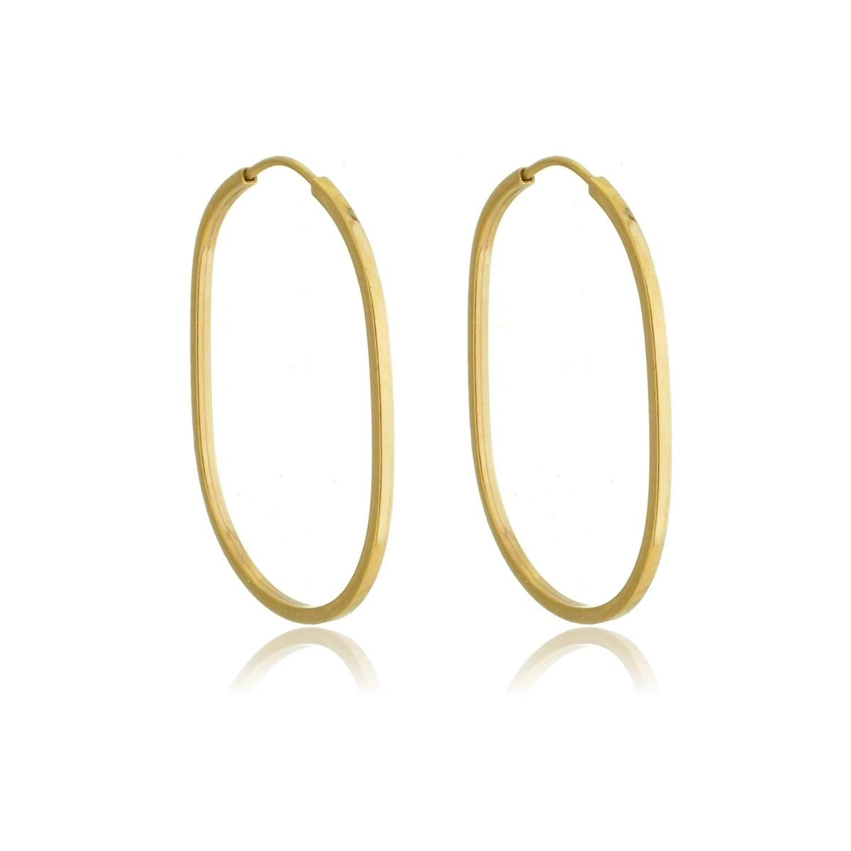 Brinco Ouro 18k Argola Oval 0.70 gramas