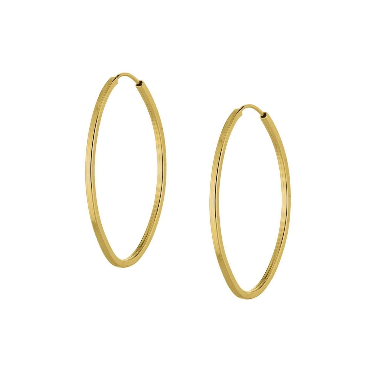 Brinco Ouro 18k Argola Oval 1.20 Gramas AR33120Z