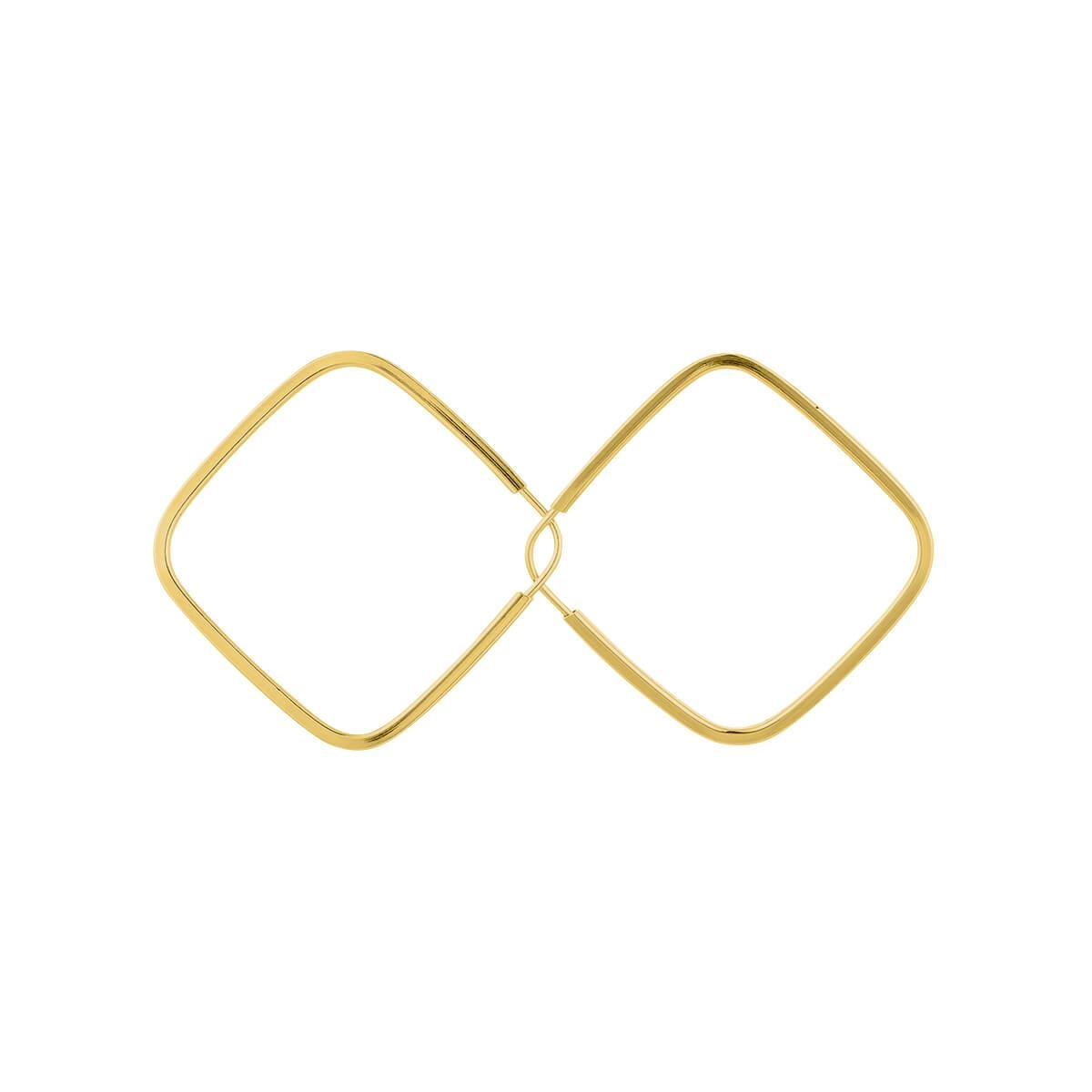Brinco Ouro 18k Argola Quadrada 1.20 Gramas