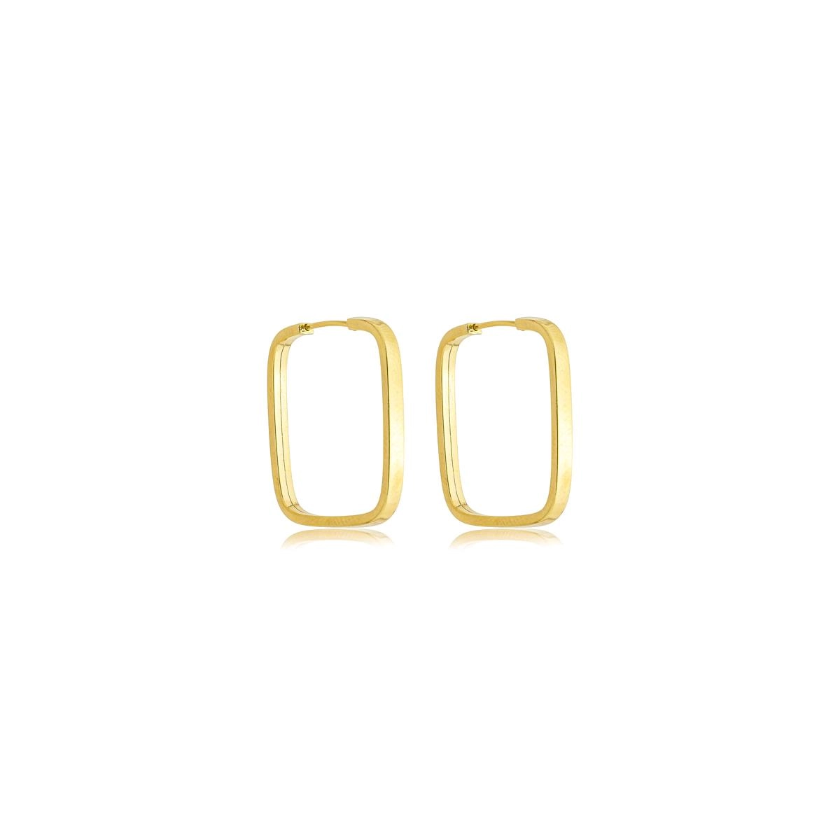 Brinco Ouro 18k Argola Quadrada 2.10cm