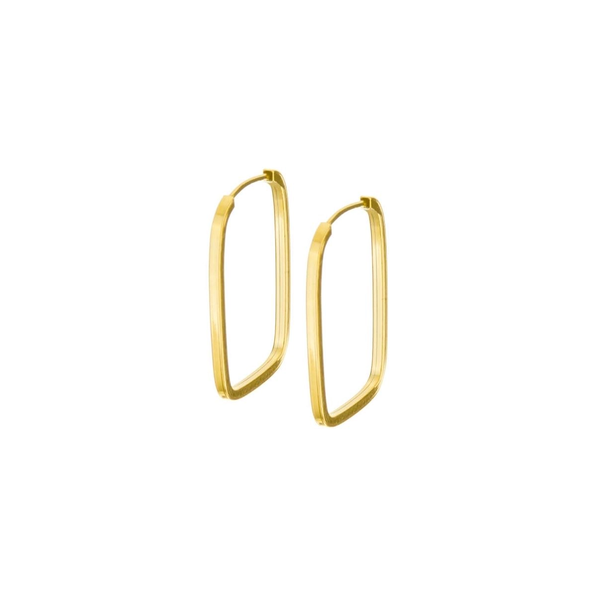 Brinco Ouro 18k Argola Retangular 0.45 gramas