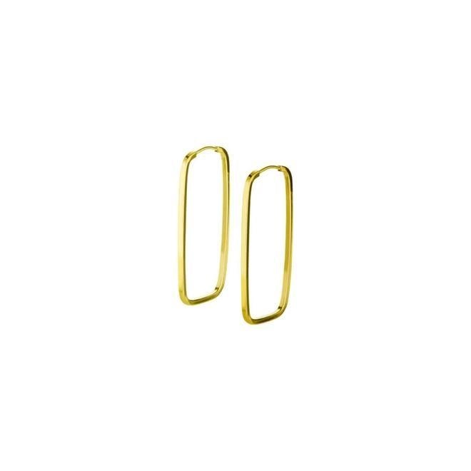 Brinco Ouro 18k Argola Retangular 0.70 gramas BARRETA070