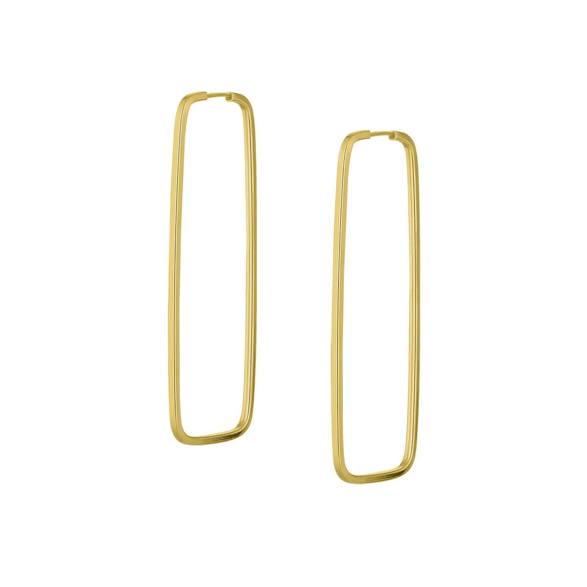 Brinco Ouro 18k Argola Retangular 1.65 Gramas