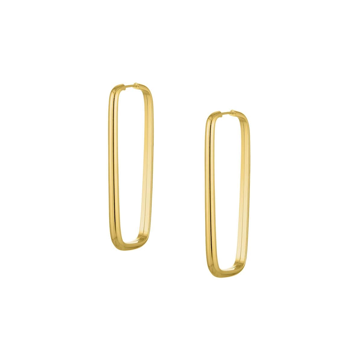 Brinco Ouro 18k Argola Retangular 2.60 Gramas