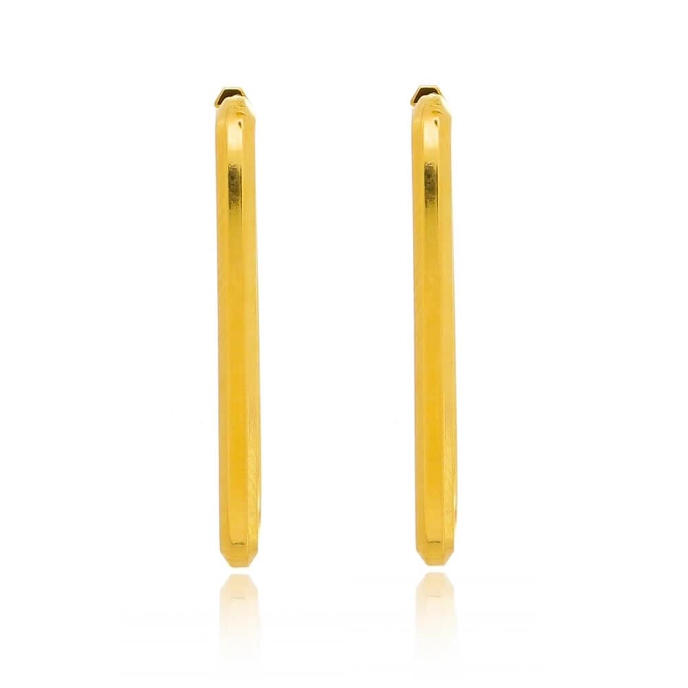 Brinco Ouro 18k Argola Retangular 24mm