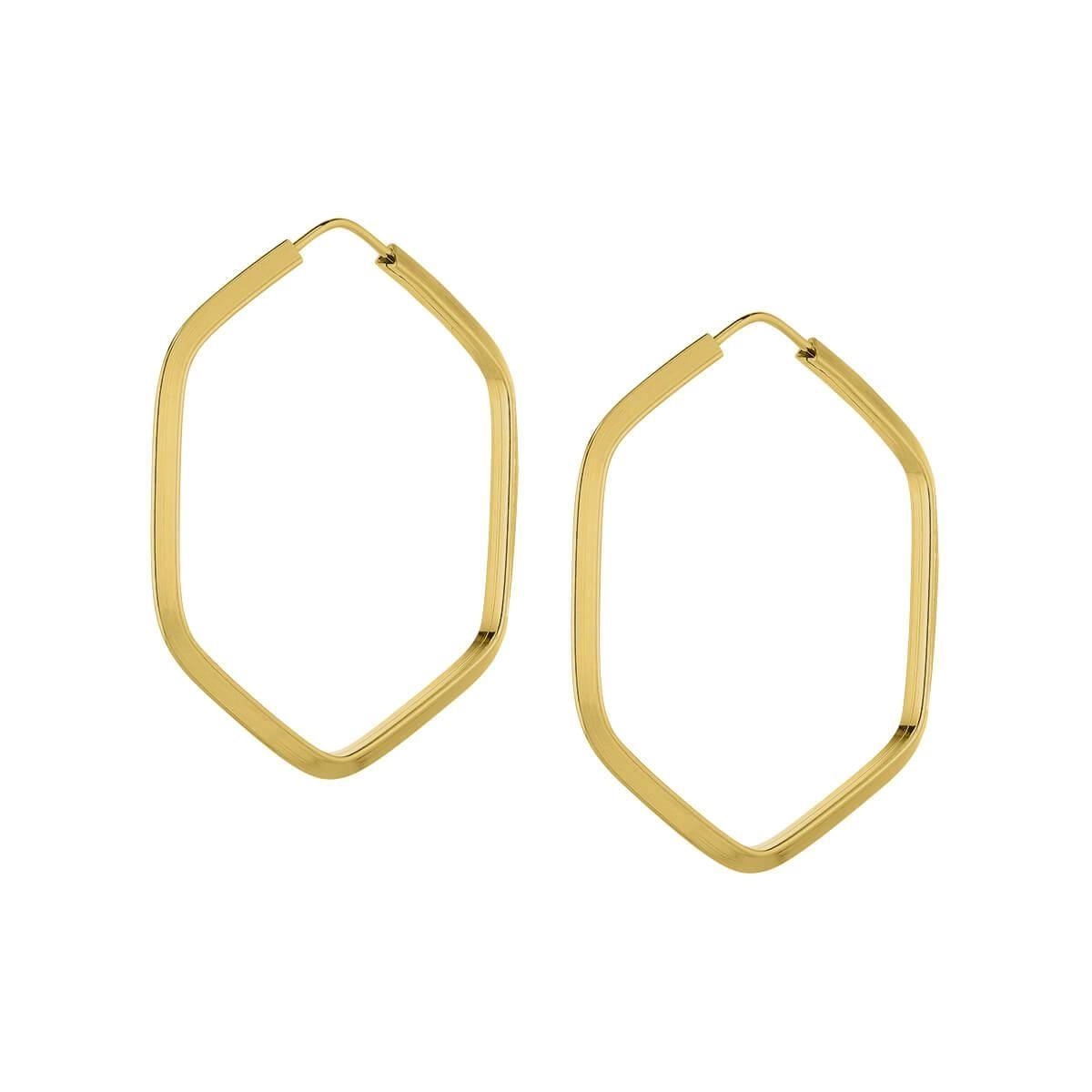 Brinco Ouro 18k Argola Sextavada 1.50 Gramas AR17150Z
