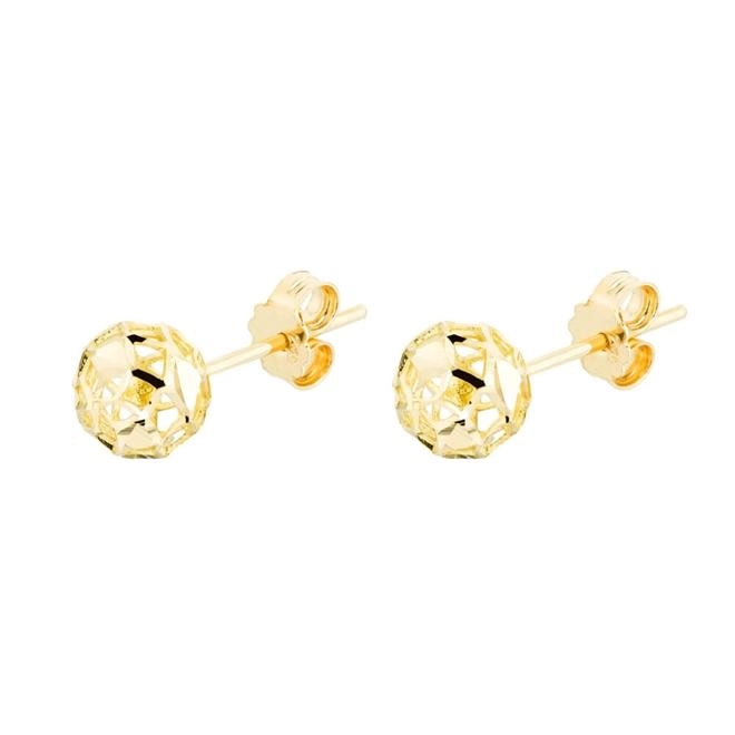 Brinco Ouro 18k Bola Vazado 1.50 gramas