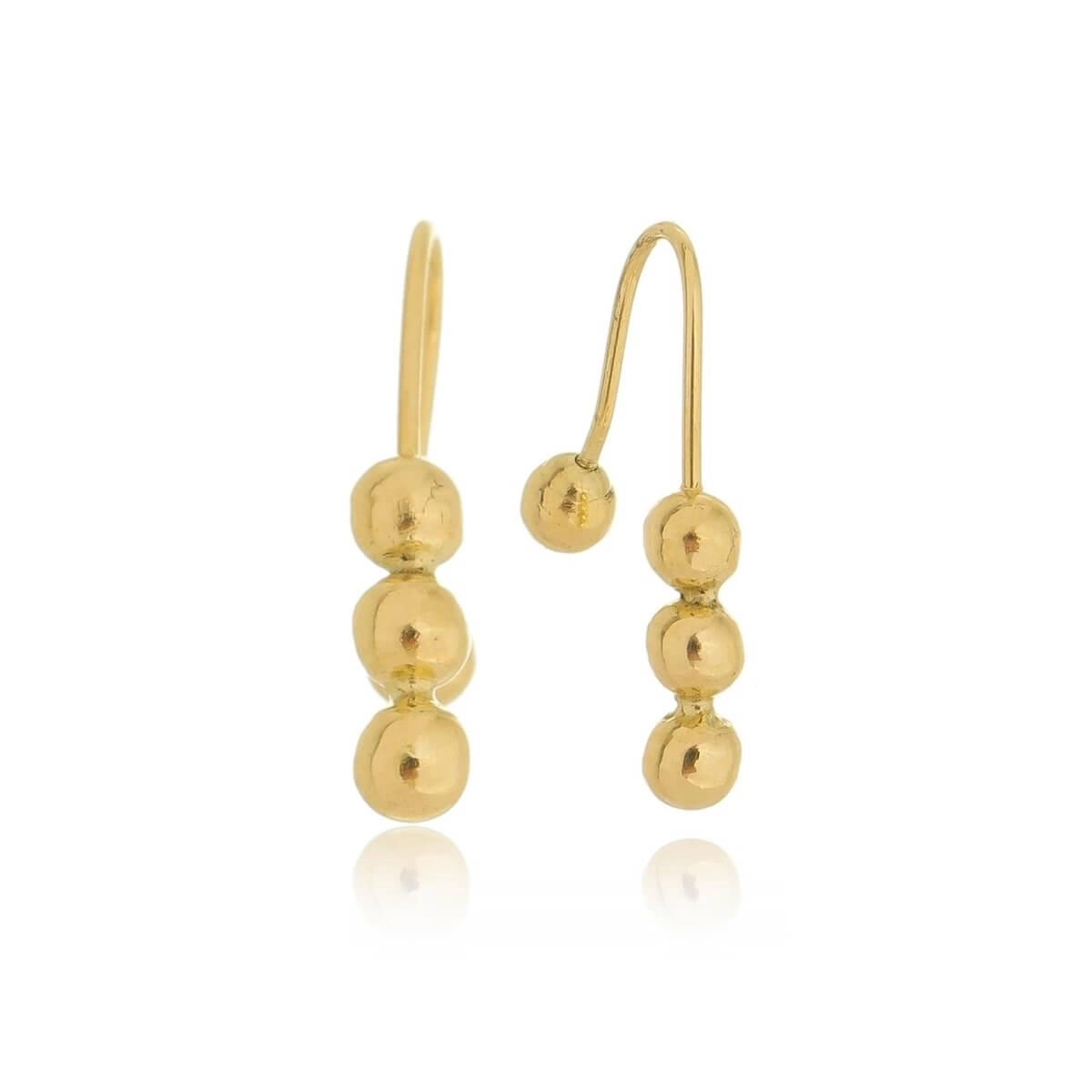 Brinco Ouro 18k Bolinhas 1.75cm