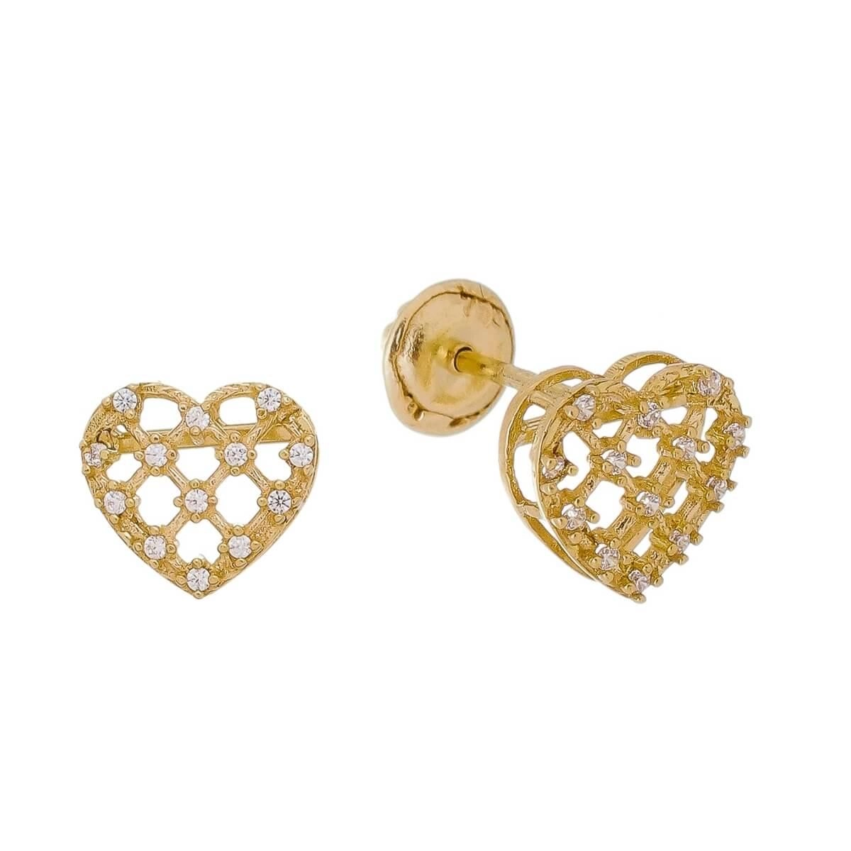 Brinco Ouro 18k Chuveiro Coração 7.30mm