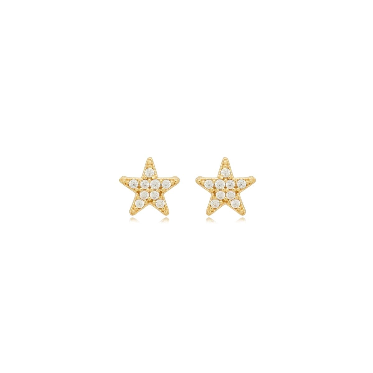 Brinco Ouro 18k Chuveiro Estrela 6.50mm