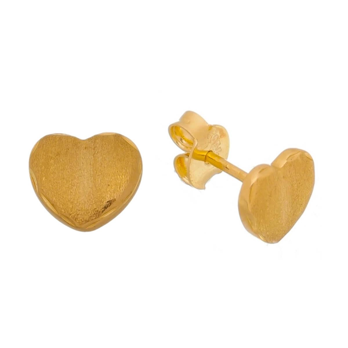 Brinco Ouro 18k Coração Fosco 6.80mm