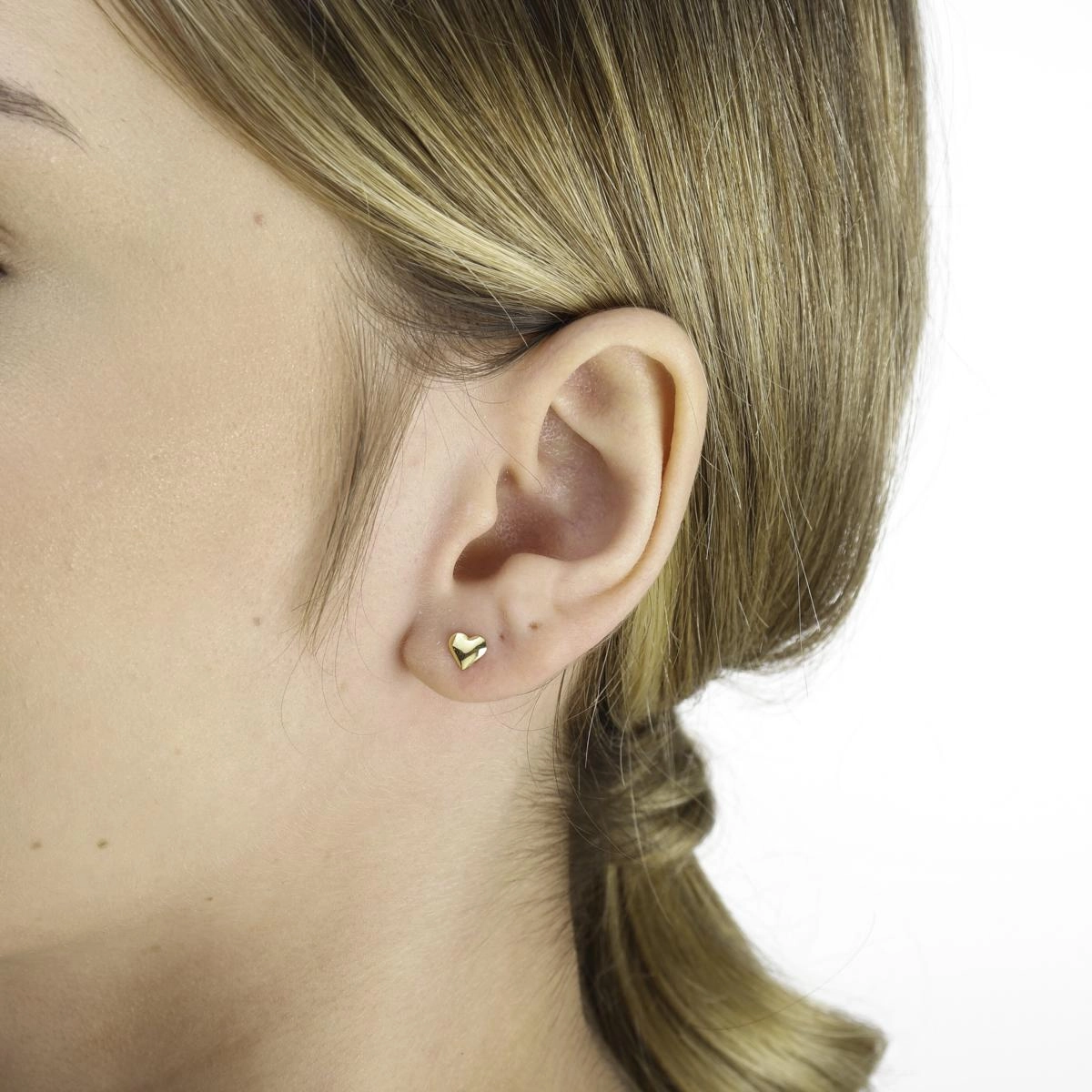 Brinco Ouro 18k Coração Liso 5mm BL099