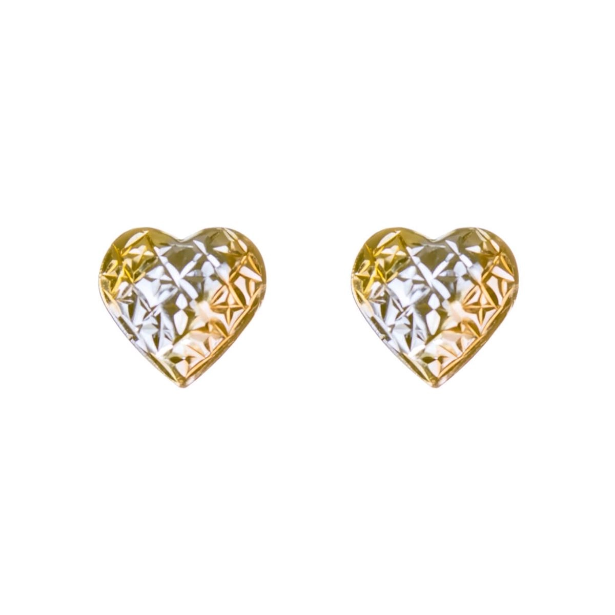 Brinco Ouro 18k Coração Tricolor Fixo 0.80 gramas