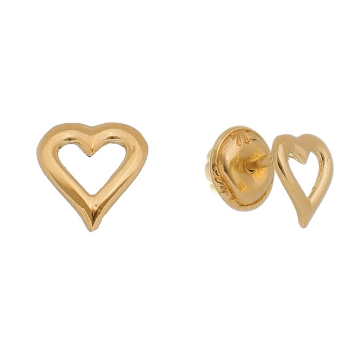 Brinco Ouro 18k Coração Vazado 5.50mm