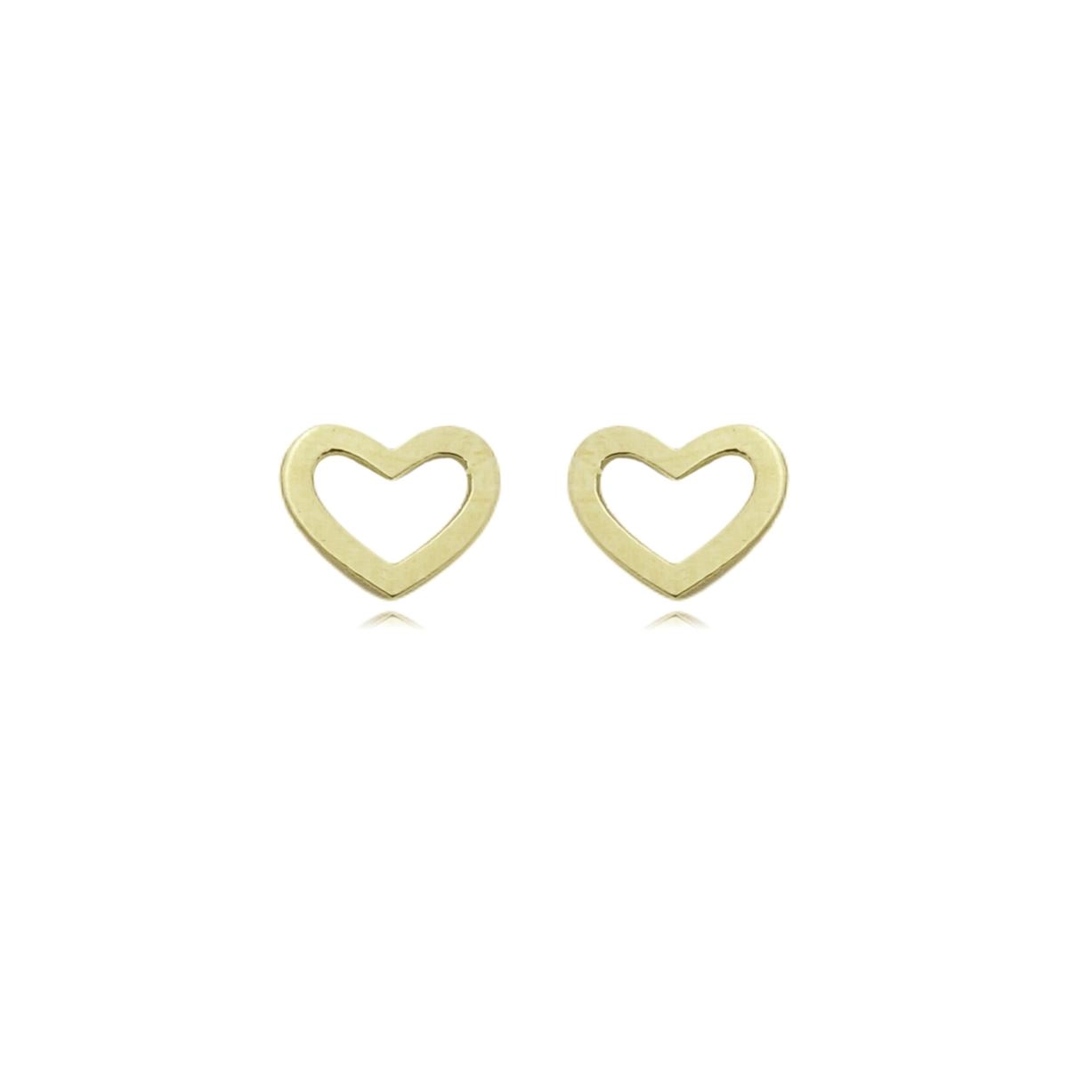Brinco Ouro 18k Coração Vazado Liso 4.50mm