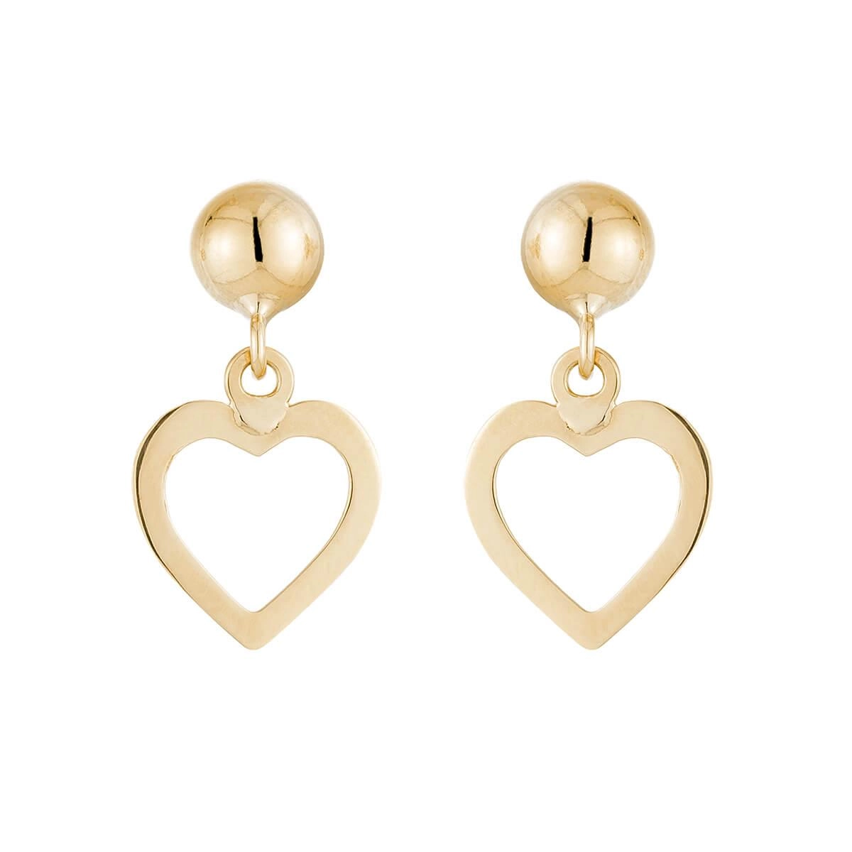 Brinco Ouro 18k Coração Vazado Pendurado 17.40mm