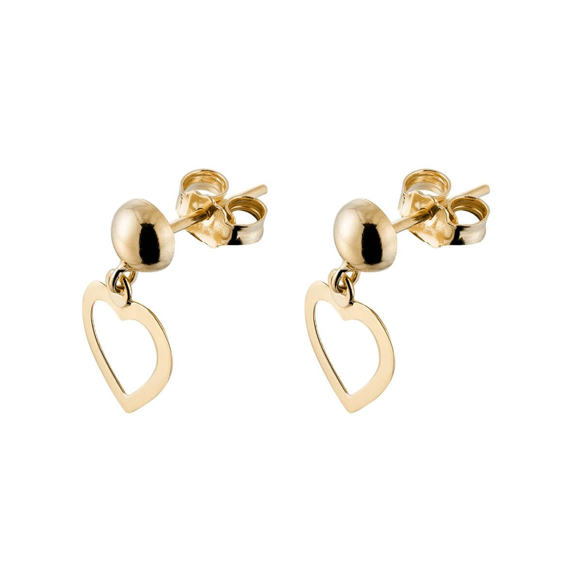 Brinco Ouro 18k Coração Vazado Pendurado 17.40mm