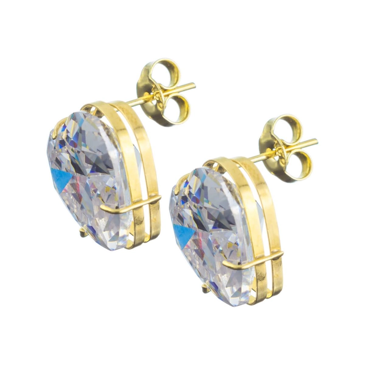 Brinco Ouro 18k Coração Zirconia 12mm 5.45 gramas