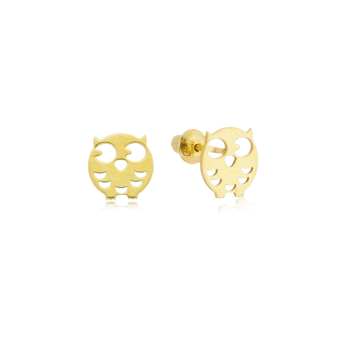 Brinco Ouro 18k Coruja 6.50mm