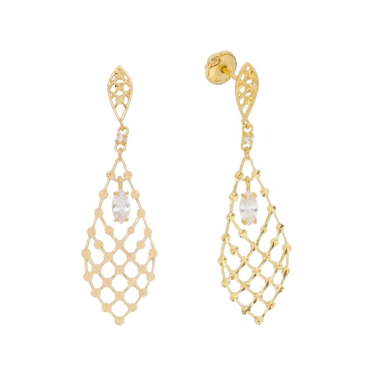 Brinco Ouro 18k Diamantado C/ Zircônias 39.50mm