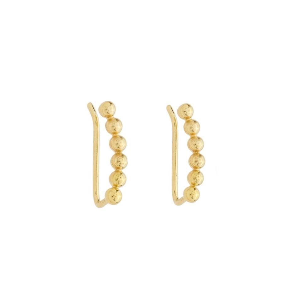 Brinco Ouro 18k Ear Cuff Bolinhas