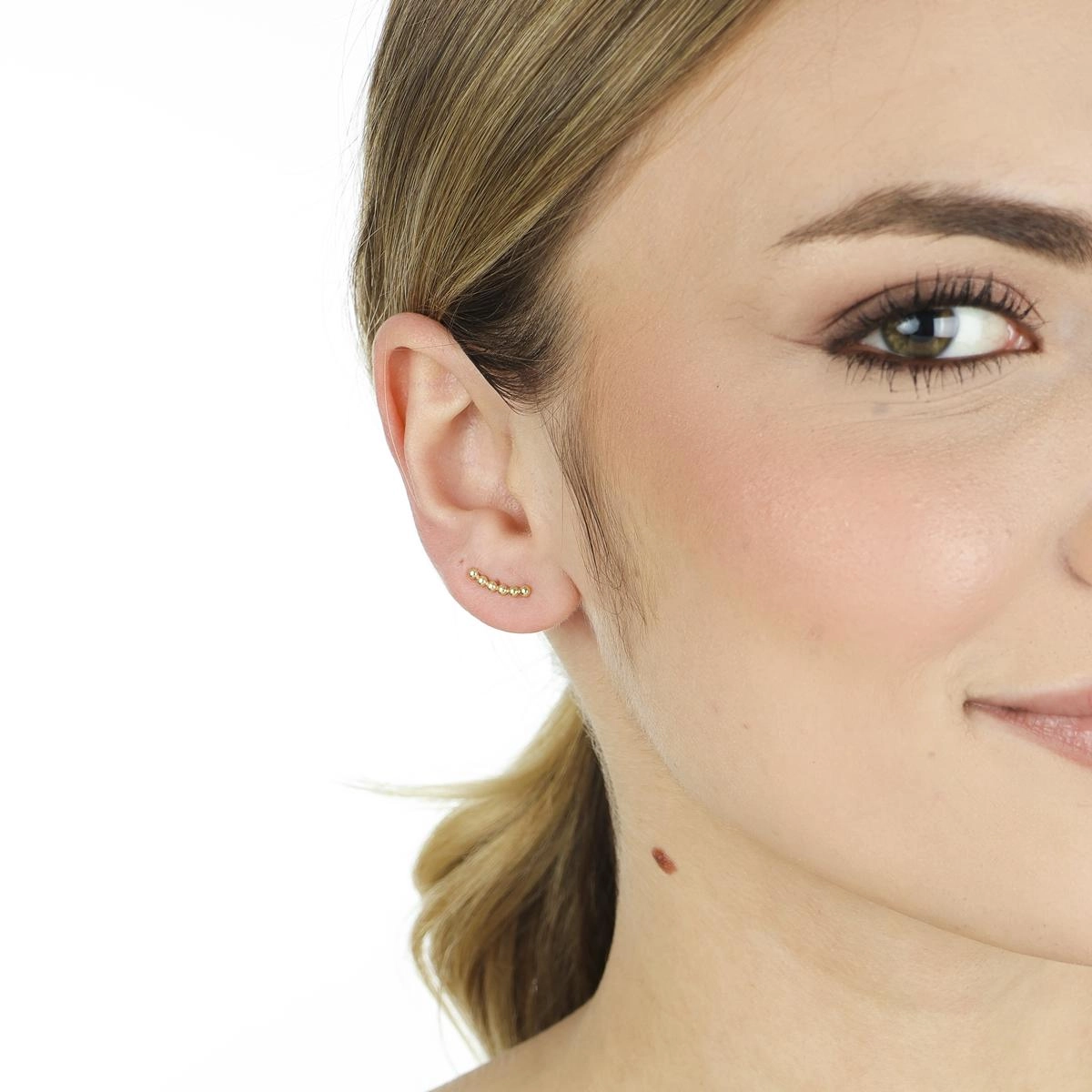 Brinco Ouro 18k Ear Cuff Bolinhas