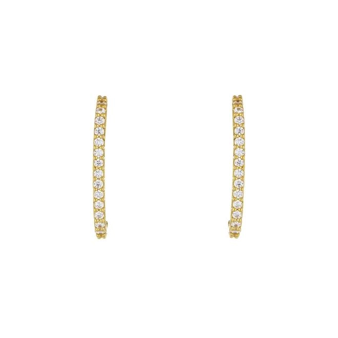 Brinco Ouro 18k Ear Hook C/Pedras de Zircônia