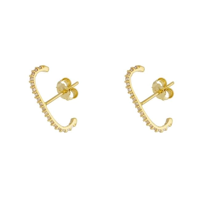 Brinco Ouro 18k Ear Hook C/Pedras de Zircônia