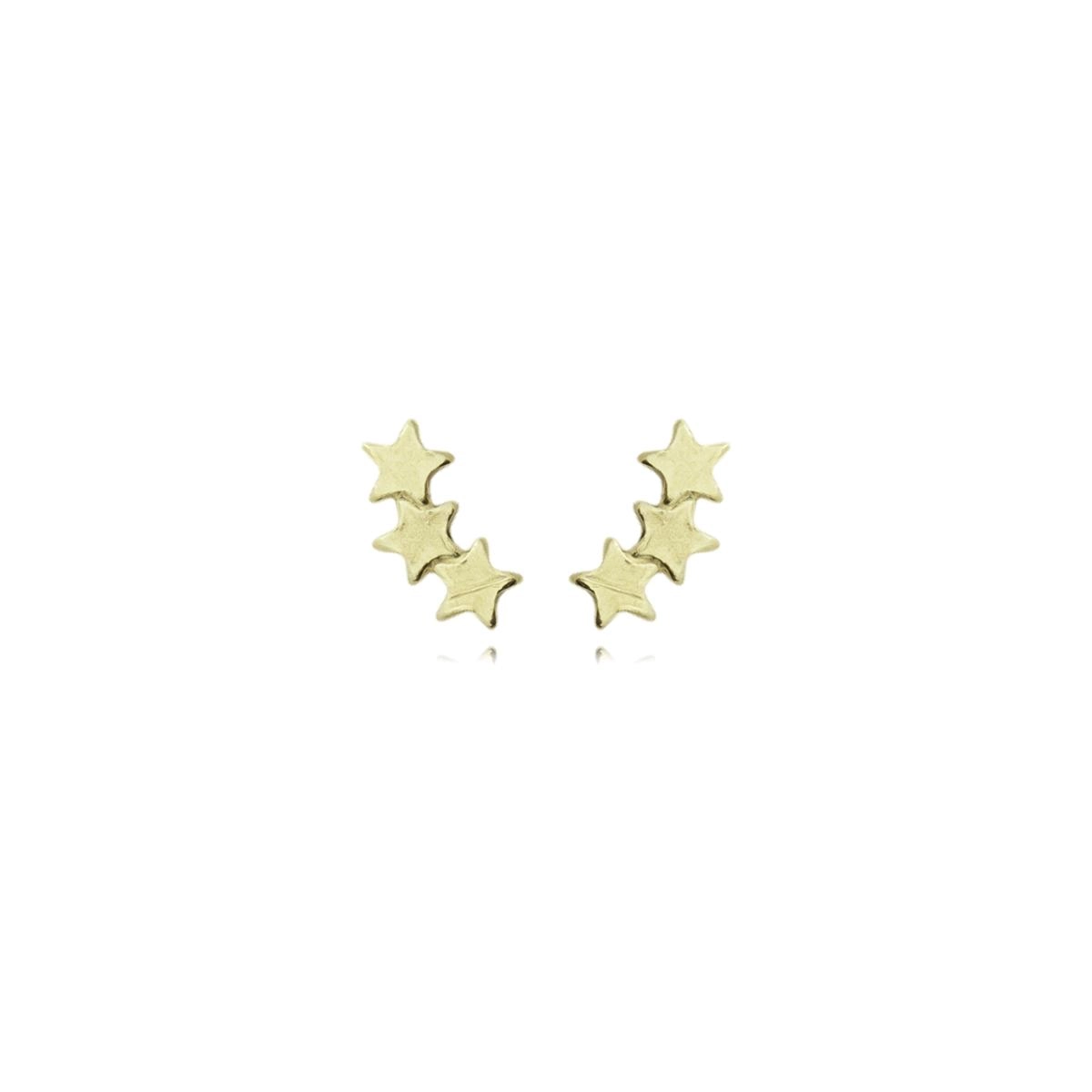 Brinco Ouro 18k Estrela Tripla 7.70mm