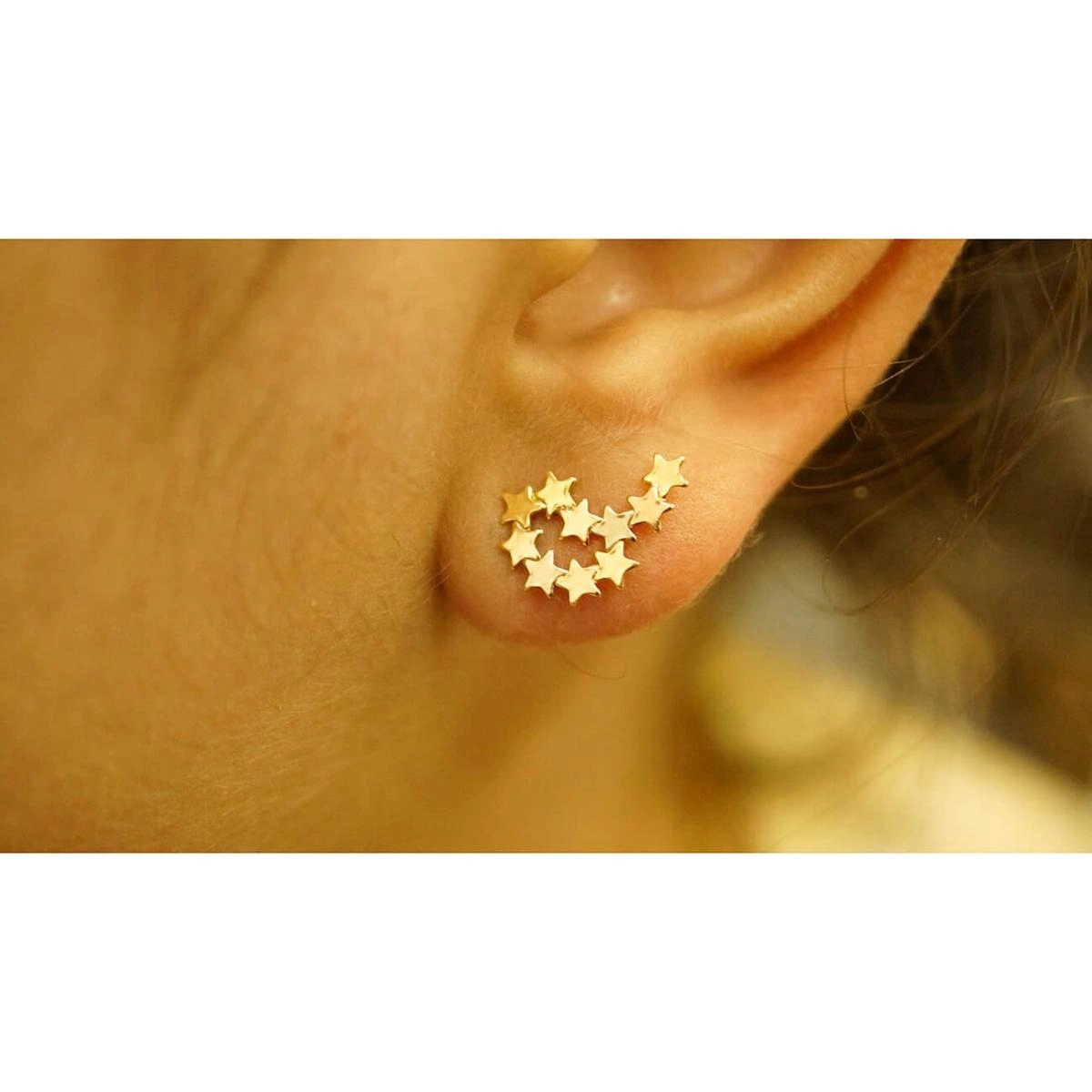 Brinco Ouro 18k Estrelas 3 cores 0.95 gramas