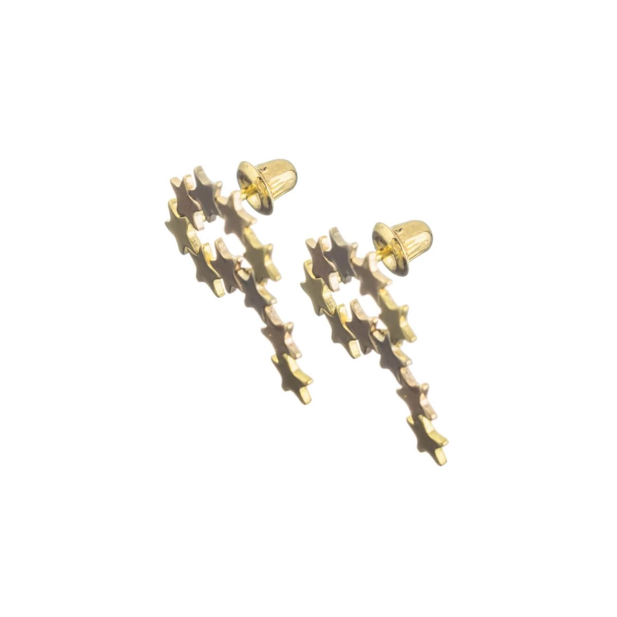 Brinco Ouro 18k Estrelas 3 cores 0.95 gramas