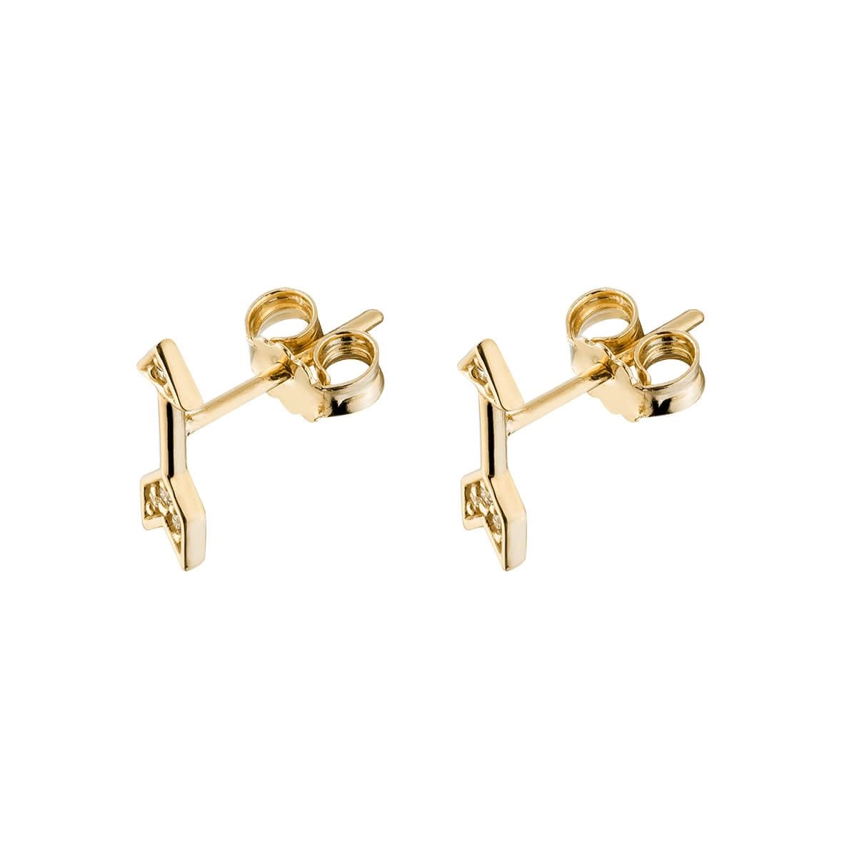 Brinco Ouro 18k Flecha C/ Pedras 11.20mm