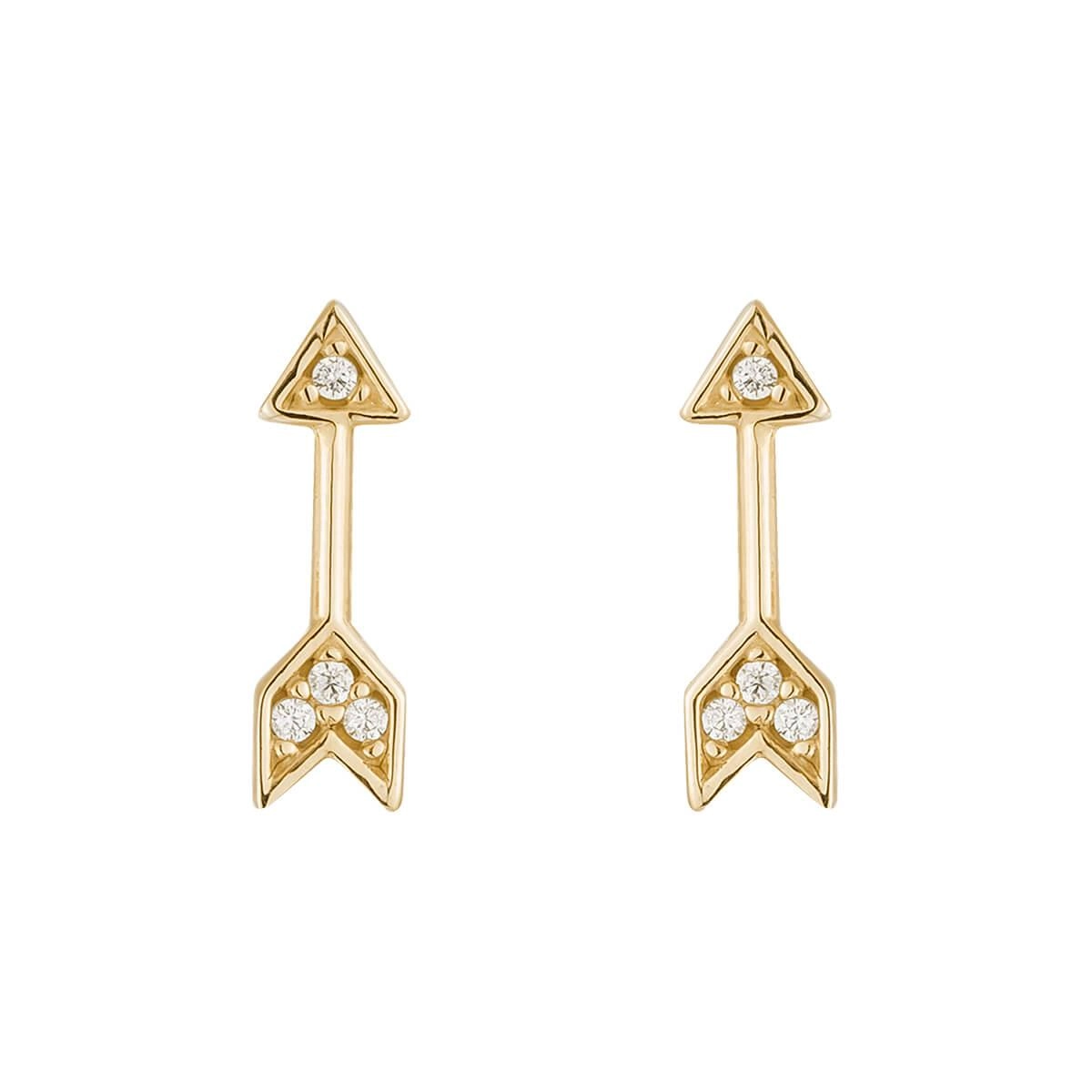 Brinco Ouro 18k Flecha C/ Pedras 11.20mm